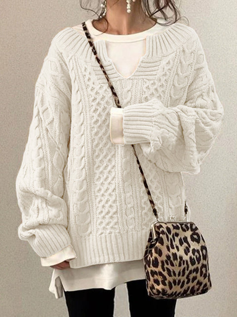Neuer Pullover, gestrickter Twist-Pullover, lässiger Strickpullover m300465 