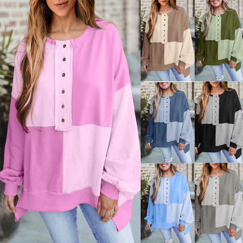 Pull à revers long en polaire contrastée pour femme, haut m301011 