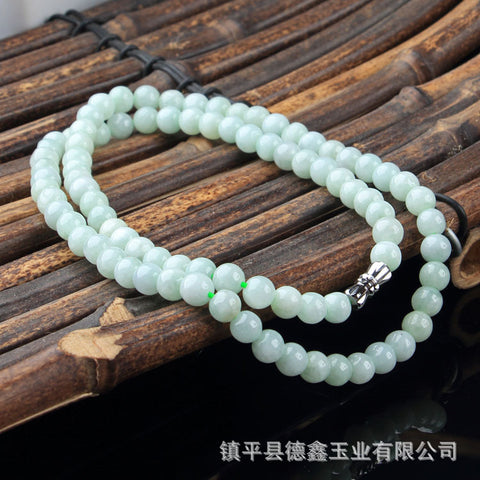 Collier en jade A, collier en perles rondes en jadéite naturelle pour femme, 108 perles allongées m3331274 