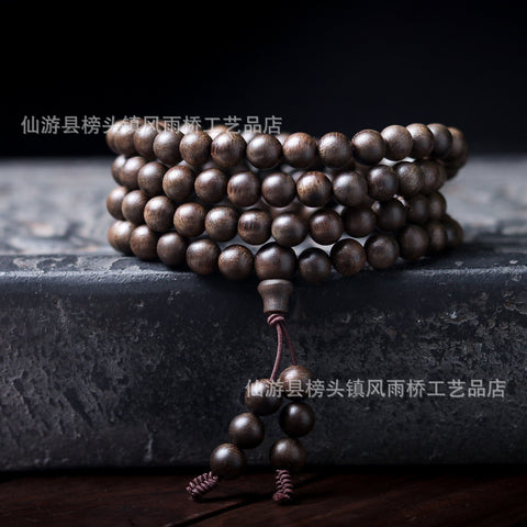 Bracelet en bois d'agar noir Qinan, immergé dans l'huile, de haute qualité, 108 perles de Bouddha, bijoux faits main, m3331277 