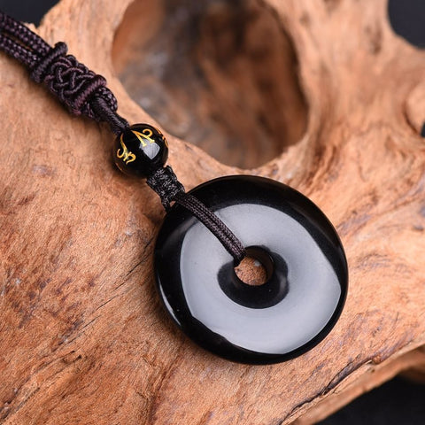 Pendentif de sécurité en obsidienne naturelle, pendentif en jade, collier talisman doré éblouissant pour femme, année natale, m3331250