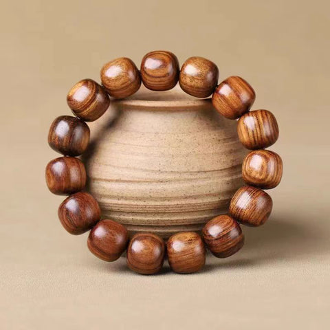 Natürliches vietnamesisches Huanghuali-Armband mit 108 Buddha-Perlen, Lotusarmband aus Palisander, duftendes Wenwan-Holzarmband m3331302