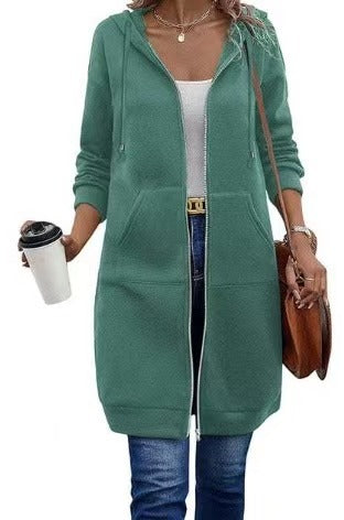 Women's medium and long hooded long-sleeved sweater women's winter m302342