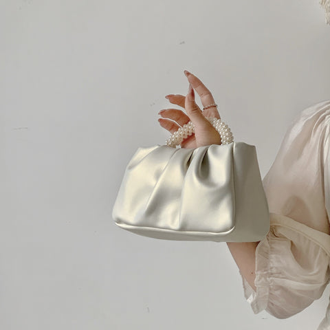 Sac à bandoulière plissé tendance et polyvalent en forme de nuage avec mini sac pour téléphone léger et nacré m3331109