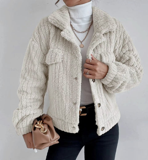 Veste polaire épaisse et confortable pour femme, vêtement décontracté, en peluche, m300354 