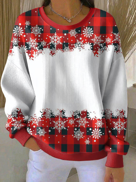 Loose outer wear lazy wind snowflake Christmas tree mix and match casual commuter sweater m302516