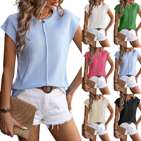 Pull décontracté en maille à col ras du cou pour femme, à aiguilles épaisses, m300960 