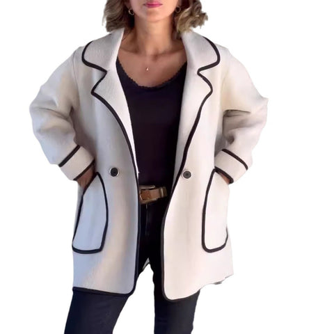 Damen Temperament Anzugkragen doppelseitige Wolljacke m300688 