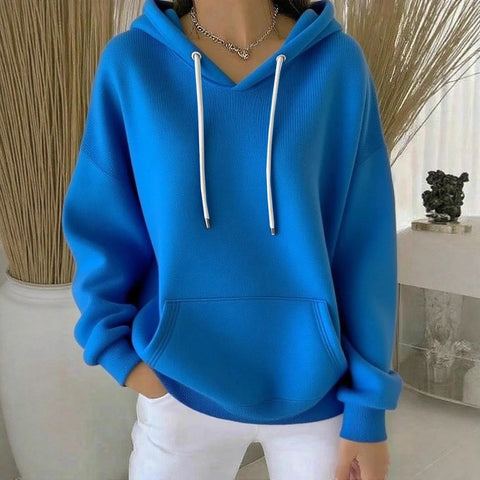 Casual solid color trendy sweater drawstring, hooded long-sleeved sweater m302030