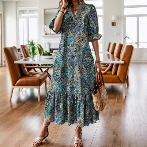Robe imprimée grande taille à col en V m301199 