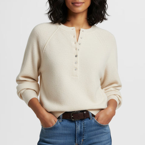 Autumn and winter women's casual crew neck sweater henry shirt button-up knitted pullover m302518