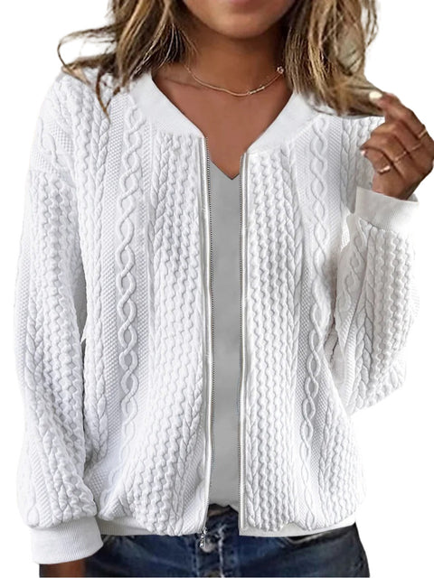 Veste pull à manches longues avec fermeture éclair et fermeture éclair pour femme, style baseball, m300406 