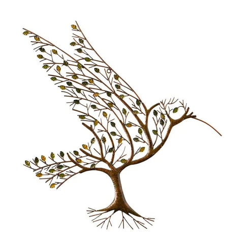 Décoration murale en métal Colibri et branche m3331005