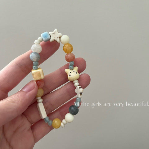Bracelet en perles de céramique chinoise, bracelet féminin doux et mignon pour fille m3331322