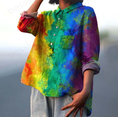 Chemise à manches longues en lin et bambou, à revers, polyvalente et tendance, m301040