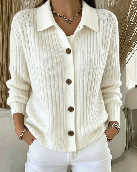 Polo neck sweater jacket women's autumn and winter outer design sense niche lazy knitted cardigan FF303361