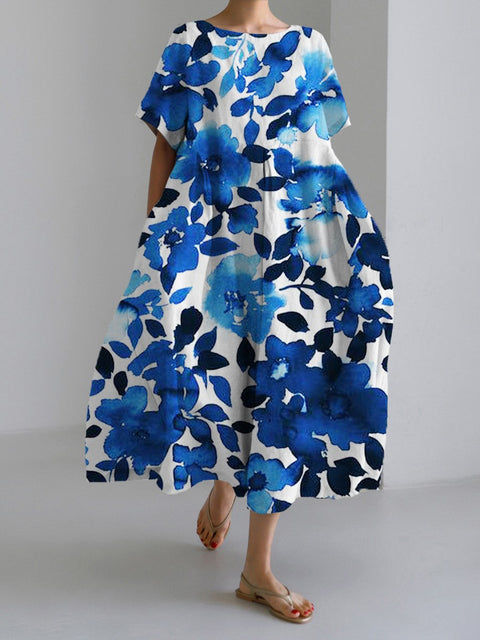 Robe en lin à manches courtes pour femme Linglong M300183 