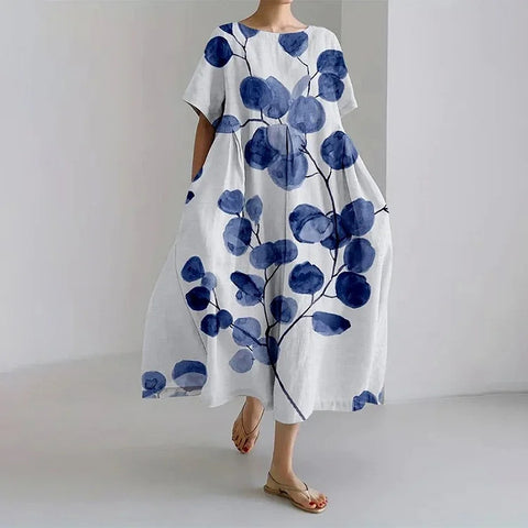 3D-Digitaldruck Freizeitkleid für Damen in großen Größen mit kurzen Ärmeln m302781