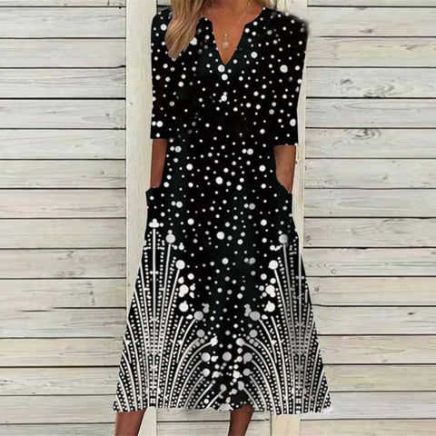 Bedrucktes Kleid mit halblangen Knöpfen M300188 