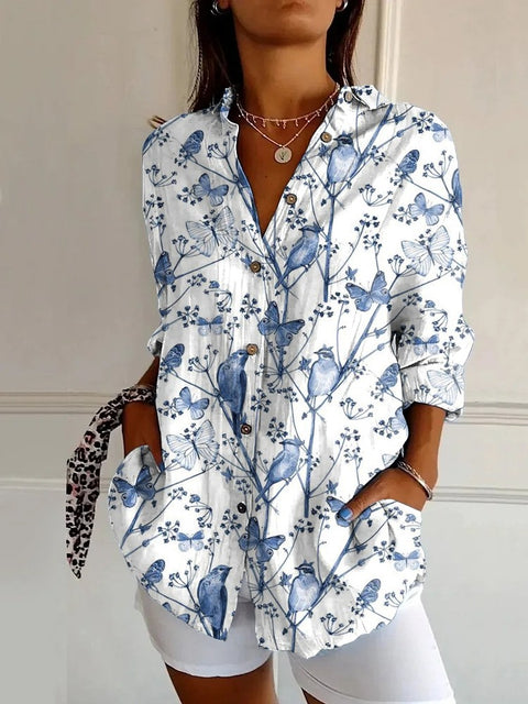 Chemise à manches longues tendance été, motif floral imprimé 3D, chemise m301226 