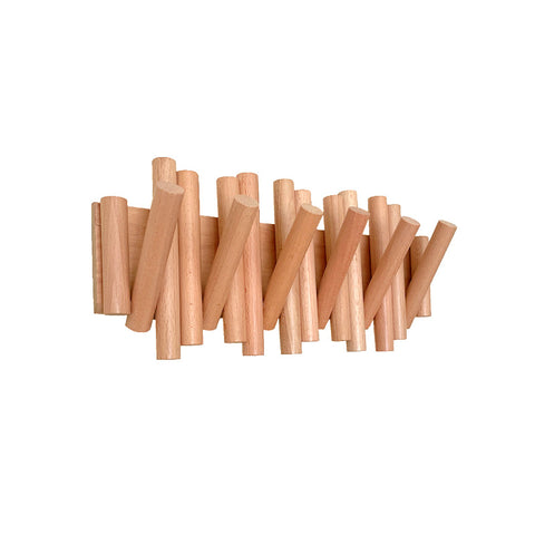 Crochet en bois massif sans perforation, sans marquage et adhésif puissant pour cintre pliant m3331180