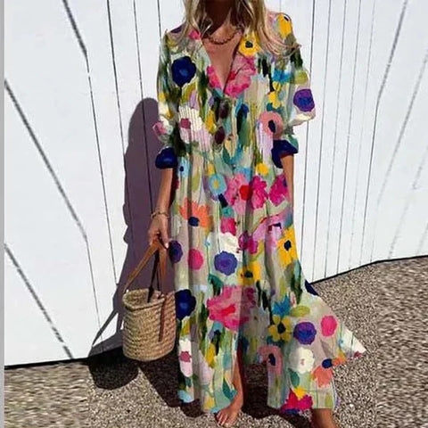 Neues, großformatiges, plissiertes Pendlerkleid für Damen m301343 