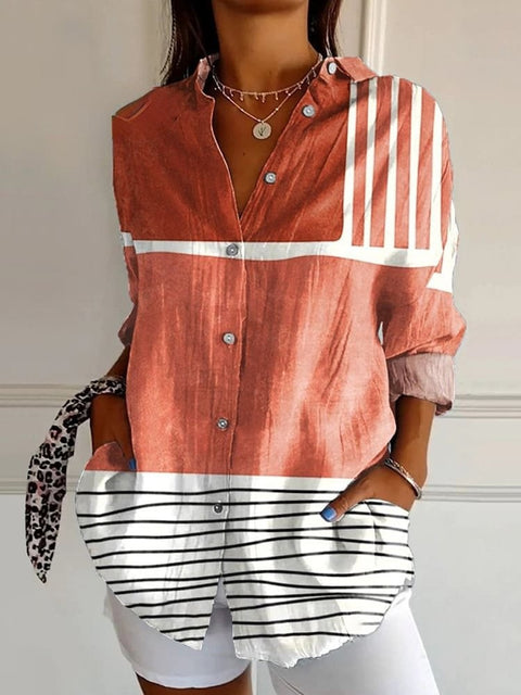 Chemise longue à manches et épaules imprimée en 3D à motif abstrait pour femme m302463