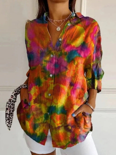 Chemise à manches longues tendance été, motif floral imprimé 3D, chemise m301226 