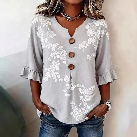 Haut cardigan à boucle et manches longues pour femmes, imprimé floral numérique 3D m302703