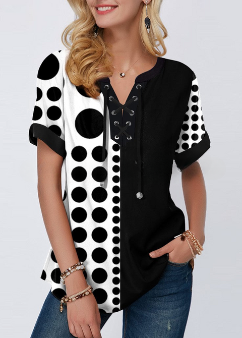 Haut ample à lacets imprimé d'été pour femme M300208 