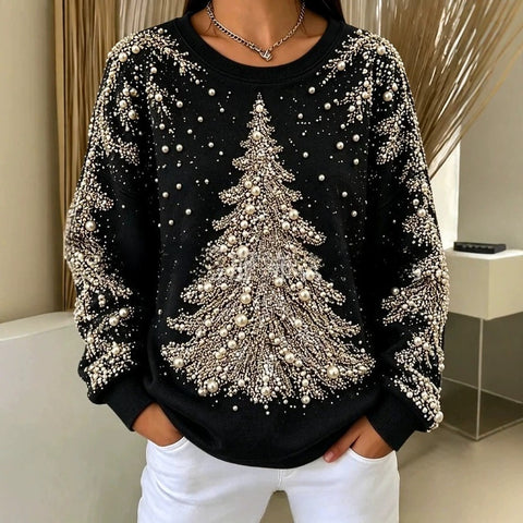 Christmas Elements 3D Printing Fashion Crew Neck Long Sleeve Women's Loose Autumn and Winter Sweater FF303461