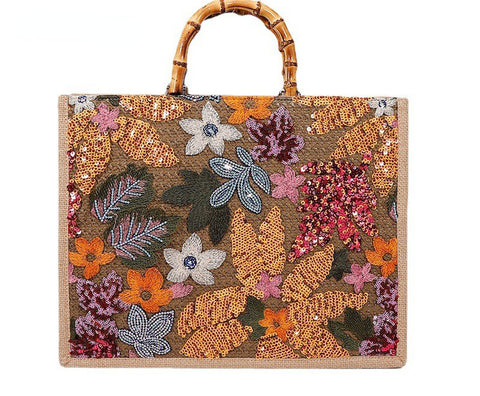 Sac fourre-tout à paillettes, sac à main tissé, sens du luxe pour femme m3331196 