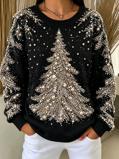Christmas Elements 3D Printing Fashion Crew Neck Long Sleeve Women's Loose Autumn and Winter Sweater FF303461