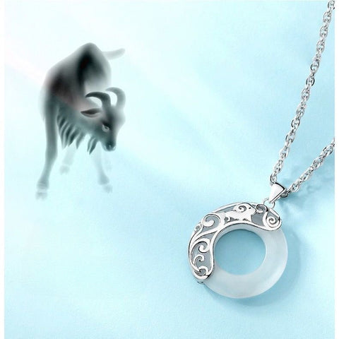Collier zodiaque simple opale chaîne de clavicule bijoux plaqué argent m3331237