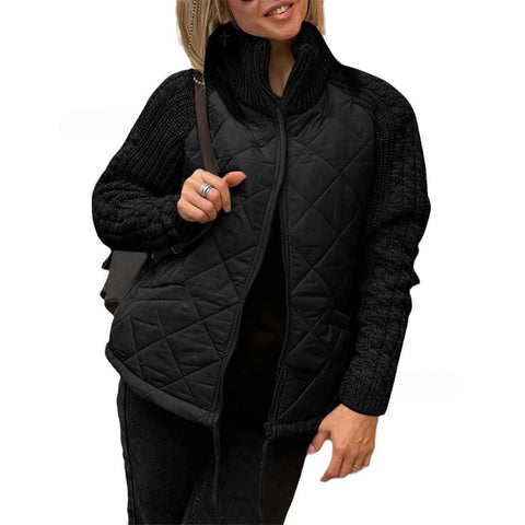 Autumn and winter new European and American cross-border fashion cardigan zipper long-sleeved stand-up collar women's jacket cotton clothes m301670