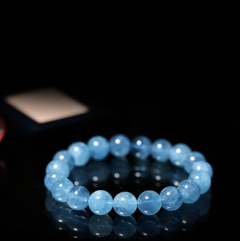 Bracelet en aigue-marine naturelle brésilienne avec perles en cristal de glace et cercle unique, bijoux m3331240