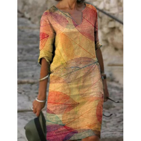 Chemise ample en lin et fibre de bambou à manches courtes et motif floral M300210 