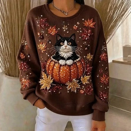 Autumn shoulder crew neck sweater 3D digital printing crew neck FF303419 01