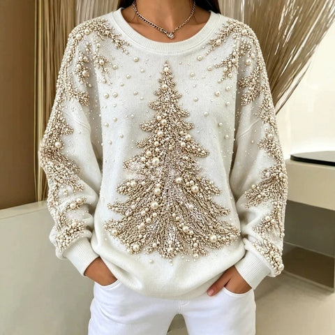 Christmas Elements 3D Printing Fashion Crew Neck Long Sleeve Women's Loose Autumn and Winter Sweater FF303461