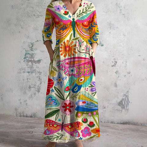 3D-Druck Sommer urban lässig lockeres Kleid Damen m301037