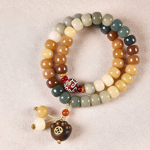 Bracelet de perles de Bouddha 108 graines de Bodhi Feitian de Dunhuang Wentian en jade blanc, chapelet chinois pour homme et femme Wenwan, portable M3331306