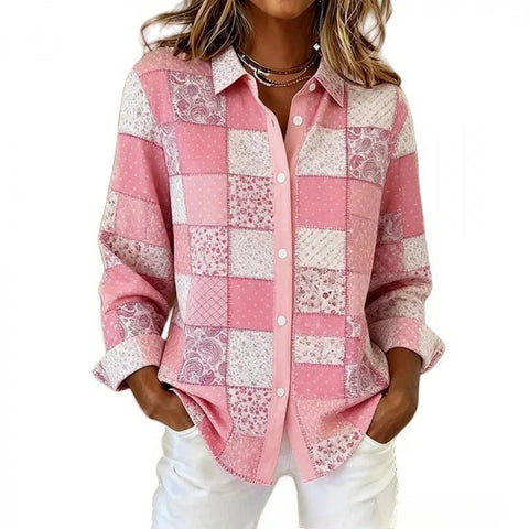 Chemise florale pour femme, imprimé floral numérique 3D, rose frais et doux, haut polyvalent m302217