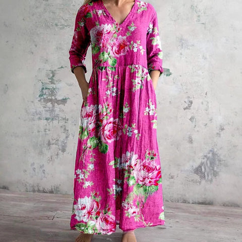 Robe décontractée d'été ample à manches longues imprimée en 3D m301729