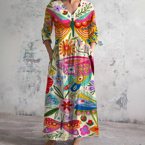 Robe décontractée d'été ample à manches longues imprimée en 3D m301729
