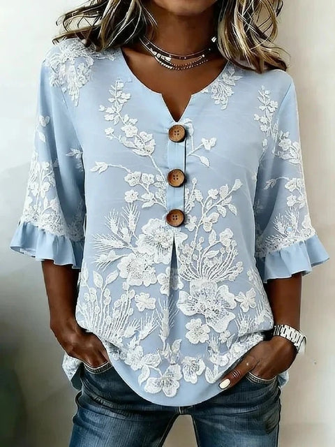 Haut cardigan à boucle et manches longues pour femmes, imprimé floral numérique 3D m302703