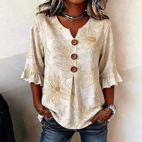 Haut cardigan à boucle et manches longues pour femmes, imprimé floral numérique 3D m302703
