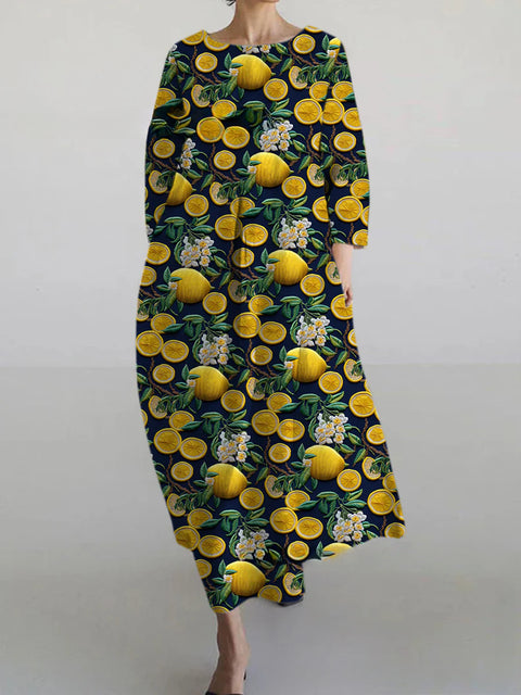 Robe ample à col ras du cou et manches longues pour femme, haut de gamme, imprimée, m301049