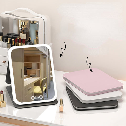 Miroir cosmétique LED portable et pliable M3330897