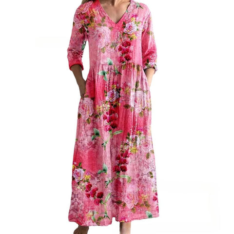 Robe décontractée d'été ample à manches longues imprimée en 3D m301729