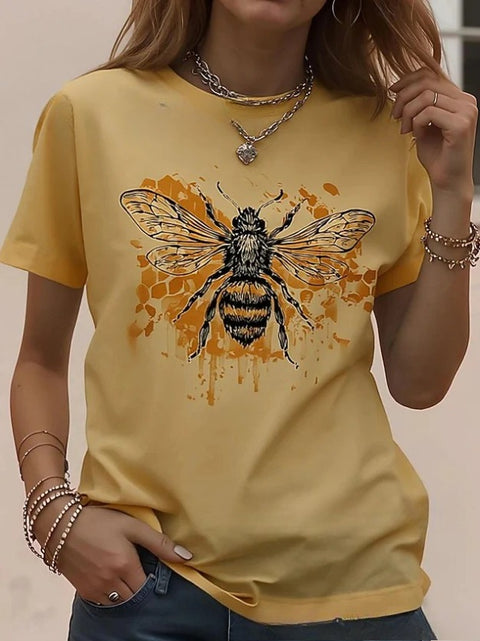 Retro Fashion Classic Printed Short Sleeve Crew Neck Regular Women's T-Shirt m302604